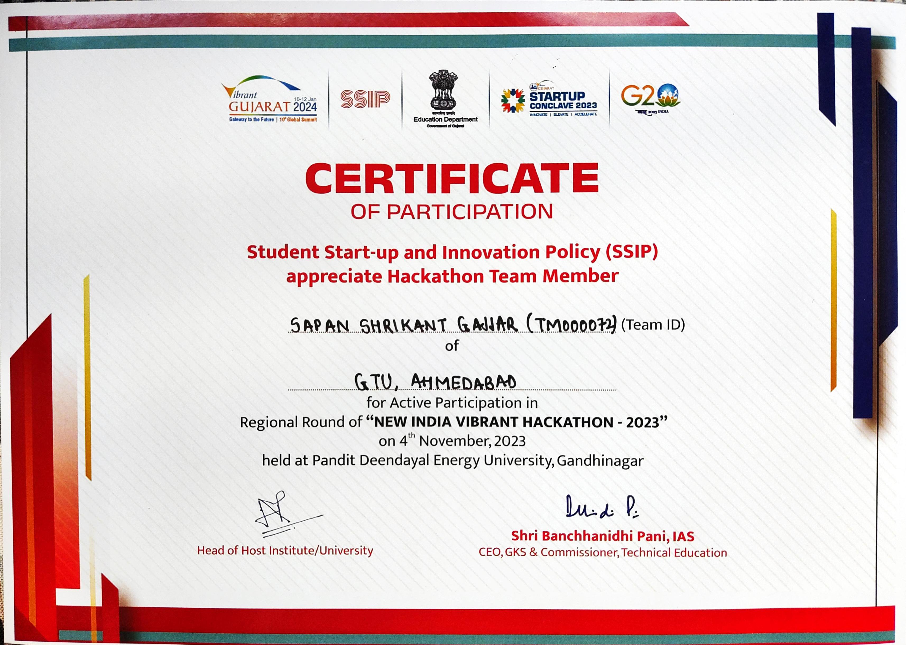 SSIP Certificate